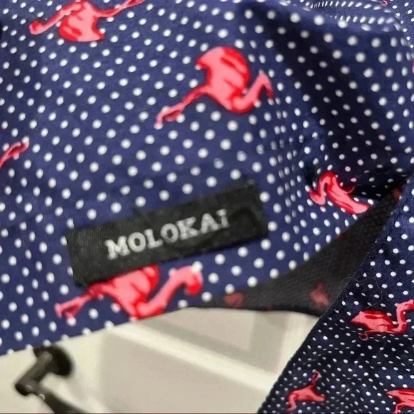 Molokai Surf Co Novelty Flamingo and polka dots button down short sleeve shirt - Picture 6 of 9